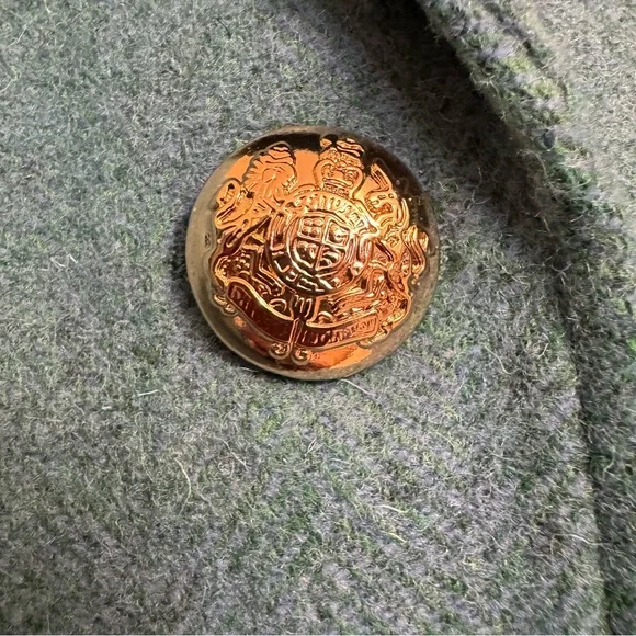 Talbots Jacket Blazer Teal Career Lined Gold Crest Buttons Wool Blend Size 10 - Picture 9 of 16